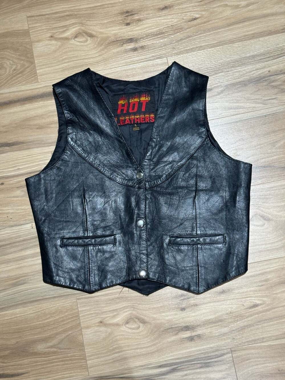 Hot Leathers Men's Classic Black Leather Motorcycle Biker Vest Women’s Unisex